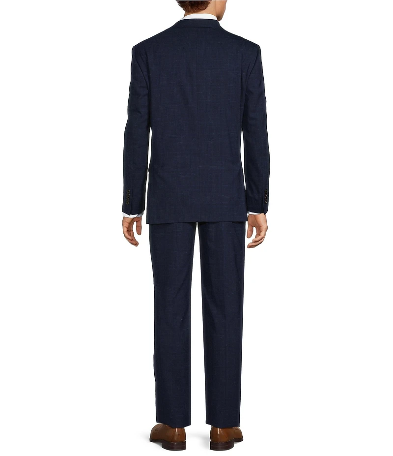 Hickey Freeman Classic Fit Flat Front Plaid Pattern 2-Piece Suit