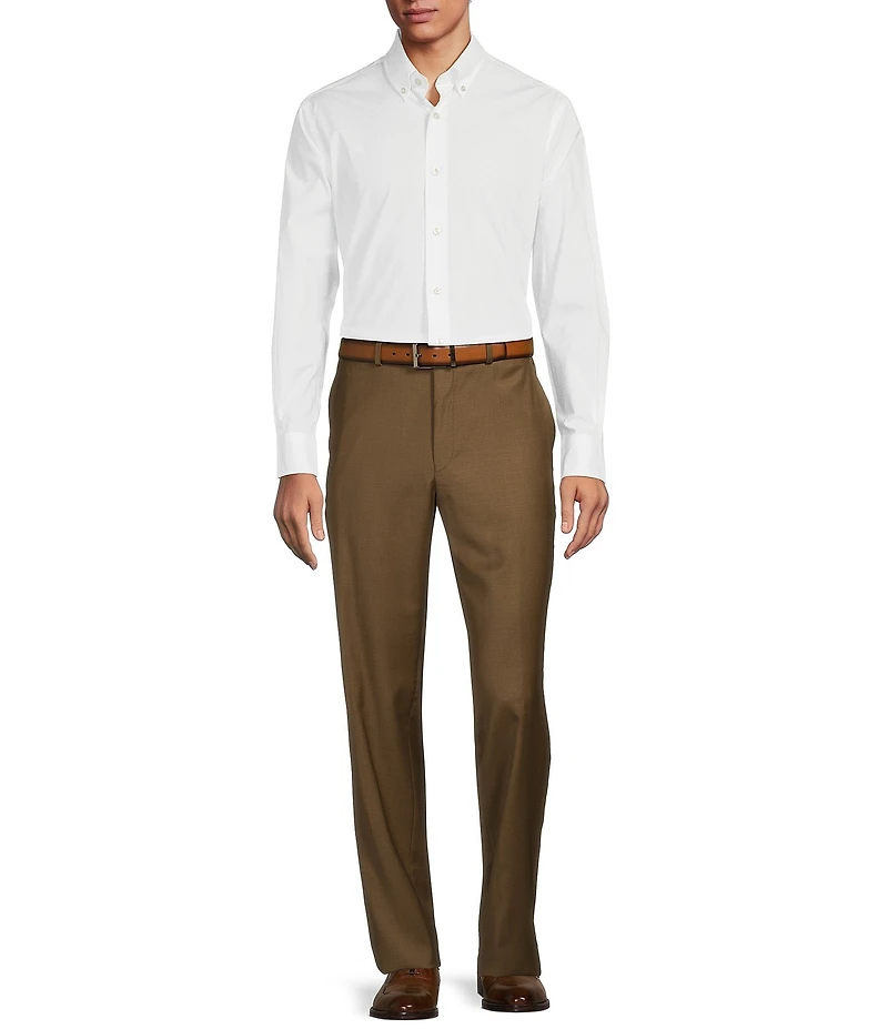 Hickey Freeman Classic Fit Flat Front Solid Dress Pants
