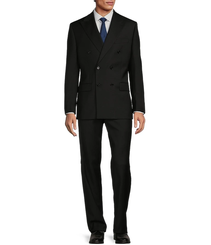 Hickey Freeman Classic Fit Flat Front Double-Breasted Solid Pattern 2-Piece Suit