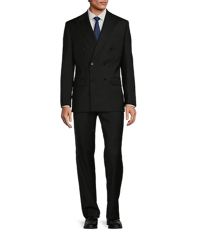 Hickey Freeman Classic Fit Flat Front Double-Breasted Solid Pattern 2-Piece Suit