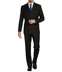 Hickey Freeman Classic Fit Flat Front Double-Breasted Solid Pattern 2-Piece Suit
