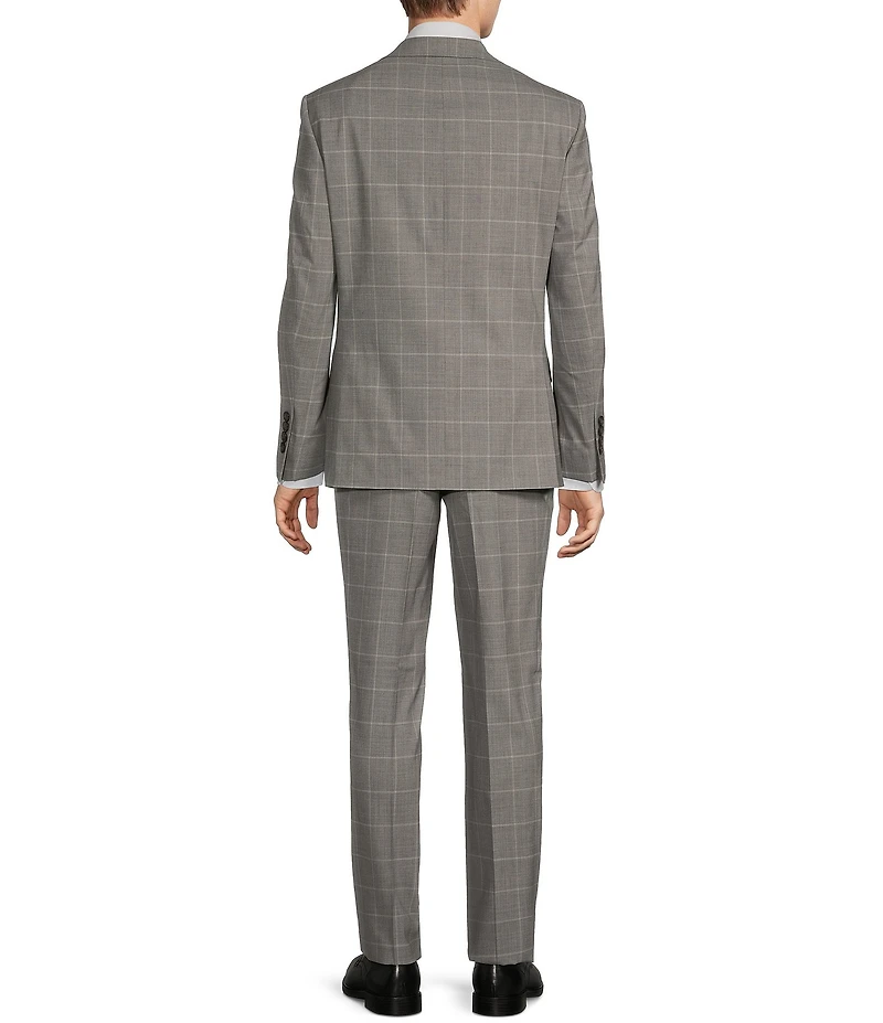 Hickey Freeman Classic Fit Flat Front Windowpane Pattern 2 Piece Suit