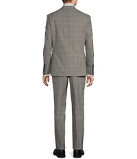 Hickey Freeman Classic Fit Flat Front Windowpane Pattern 2 Piece Suit