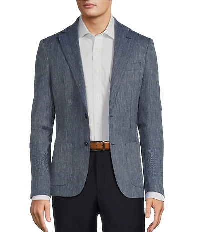 Hickey Freeman Classic Fit Linen Blend Herringbone Sport Coat