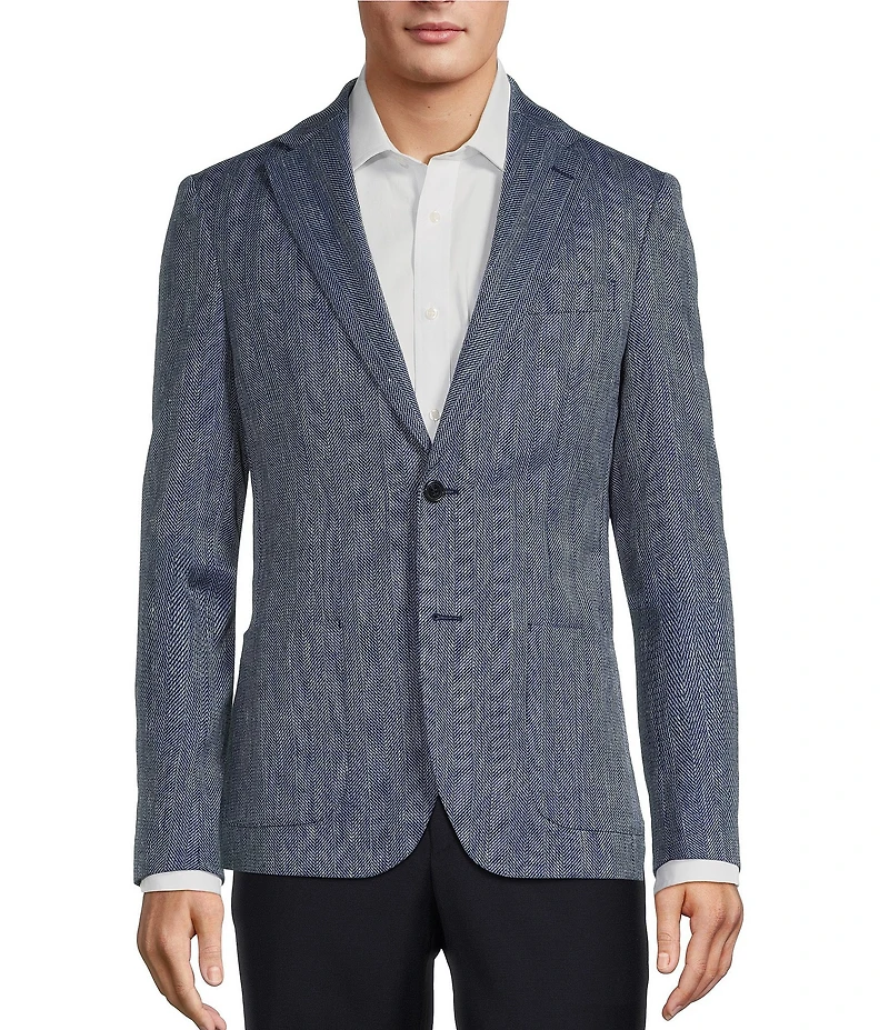 Hickey Freeman Classic Fit Linen Blend Herringbone Sport Coat