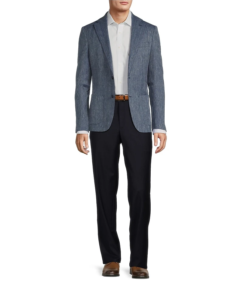 Hickey Freeman Classic Fit Linen Blend Herringbone Sport Coat