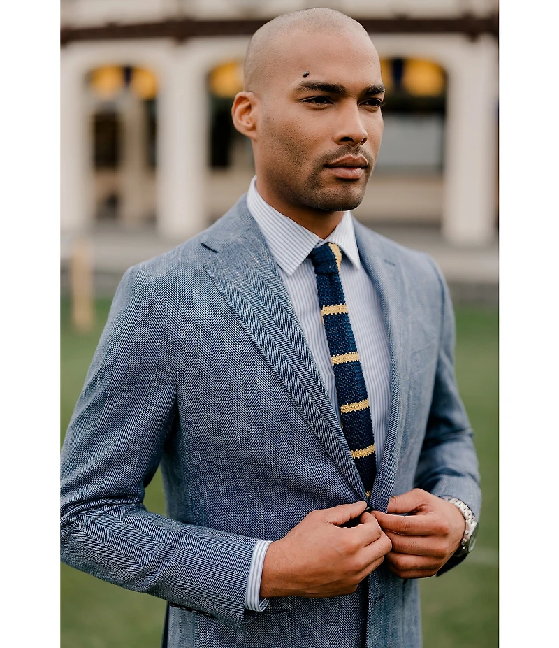 Hickey Freeman Classic Fit Linen Blend Herringbone Sport Coat
