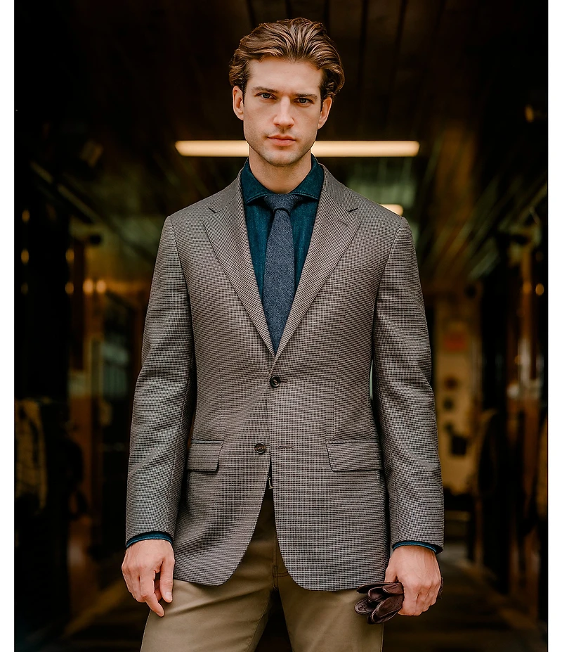 Hickey Freeman Classic Fit Houndstooth Pattern Sport Coat