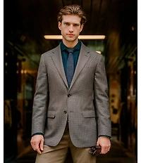 Hickey Freeman Classic Fit Houndstooth Pattern Sport Coat