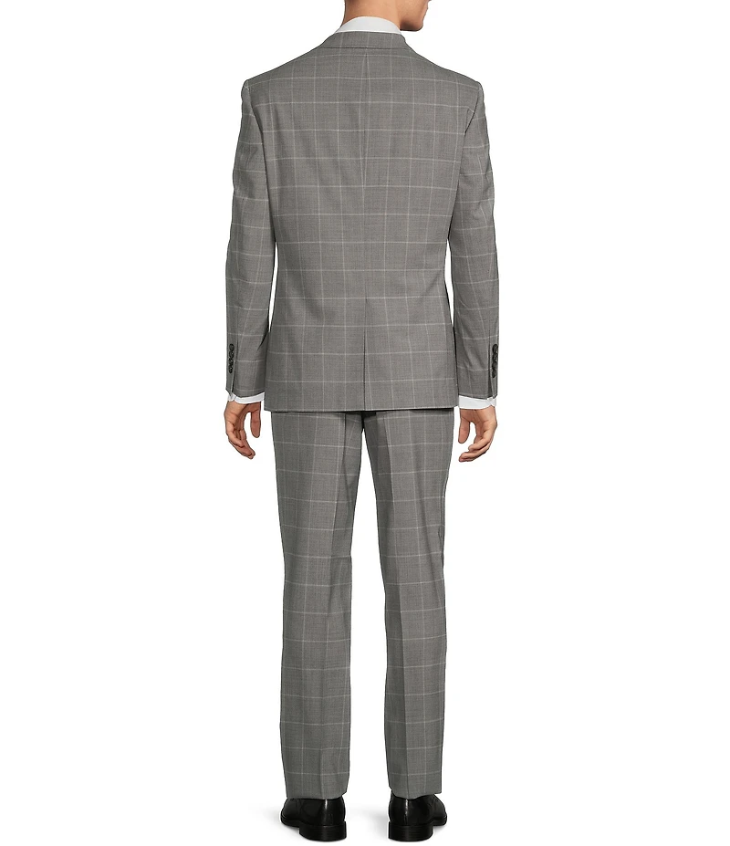 Hickey Freeman Classic Fit Reverse Pleat Front Windowpane 2 Piece Suit