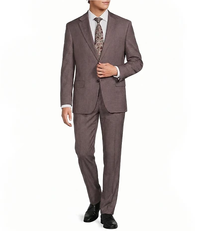 Hickey Freeman Flat Front Plaid Print 2-Piece Suit