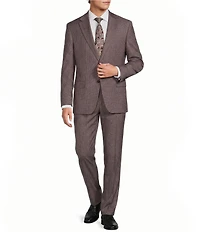 Hickey Freeman Flat Front Plaid Print 2-Piece Suit