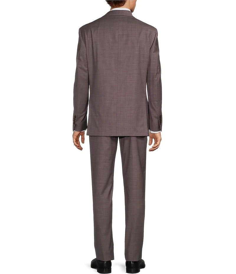 Hickey Freeman Flat Front Plaid Print 2-Piece Suit
