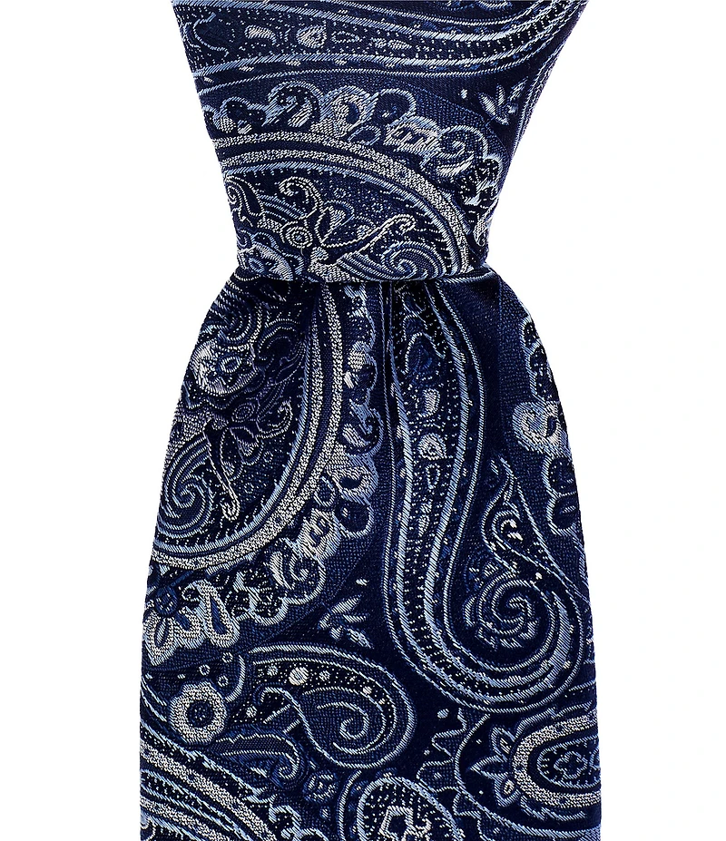 Hickey Freeman Grand Paisley 3 1/4#double; Silk Tie