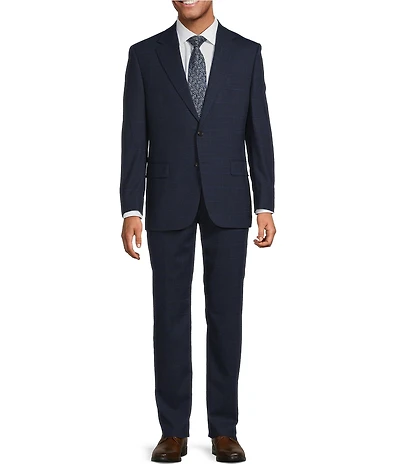 Hickey Freeman Harvard Classic Fit Flat Front Plaid 2-Piece Suit