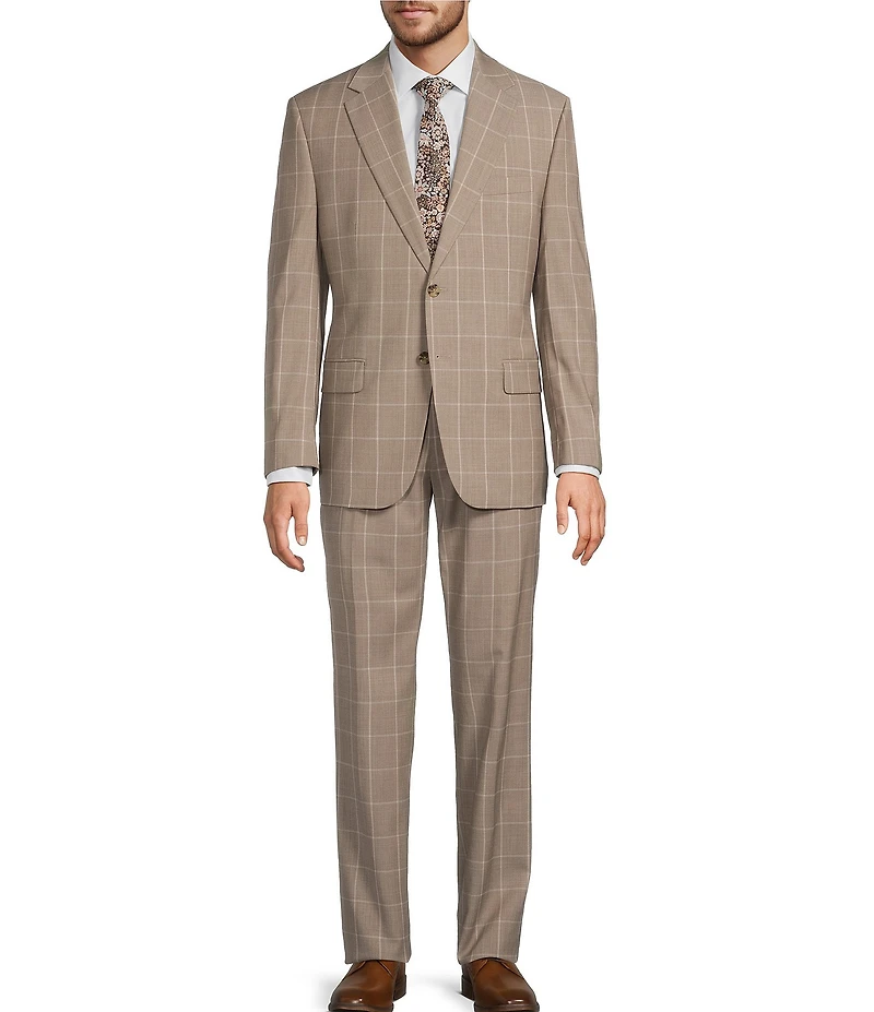 Hickey Freeman Harvard Classic Fit Flat Front Plaid Print 2-Piece Suit