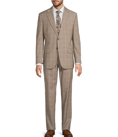 Hickey Freeman Harvard Classic Fit Flat Front Plaid Print 2-Piece Suit