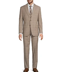 Hickey Freeman Harvard Classic Fit Flat Front Plaid Print 2-Piece Suit