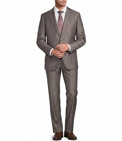 Hickey Freeman Hersch Classic Fit Flat Front Striped 2-Piece Suit