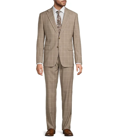 Hickey Freeman Hudson Modern Fit Flat Front Plaid 2-Piece Suit