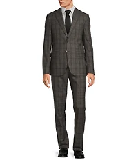 Hickey Freeman Modern Fit Flat Front Flannel Plaid Pattern 2-Piece Suit