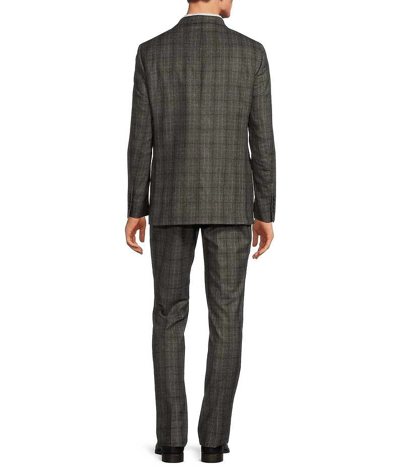 Hickey Freeman Modern Fit Flat Front Flannel Plaid Pattern 2-Piece Suit