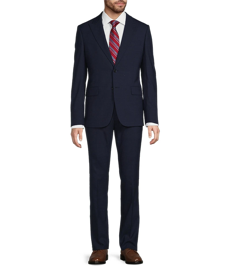 Hickey Freeman Modern Fit Flat Front Houndstooth 2 Piece Suit