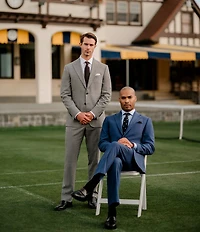 Hickey Freeman Modern Fit Flat Front Notch Lapel Plaid 2 Piece Suit