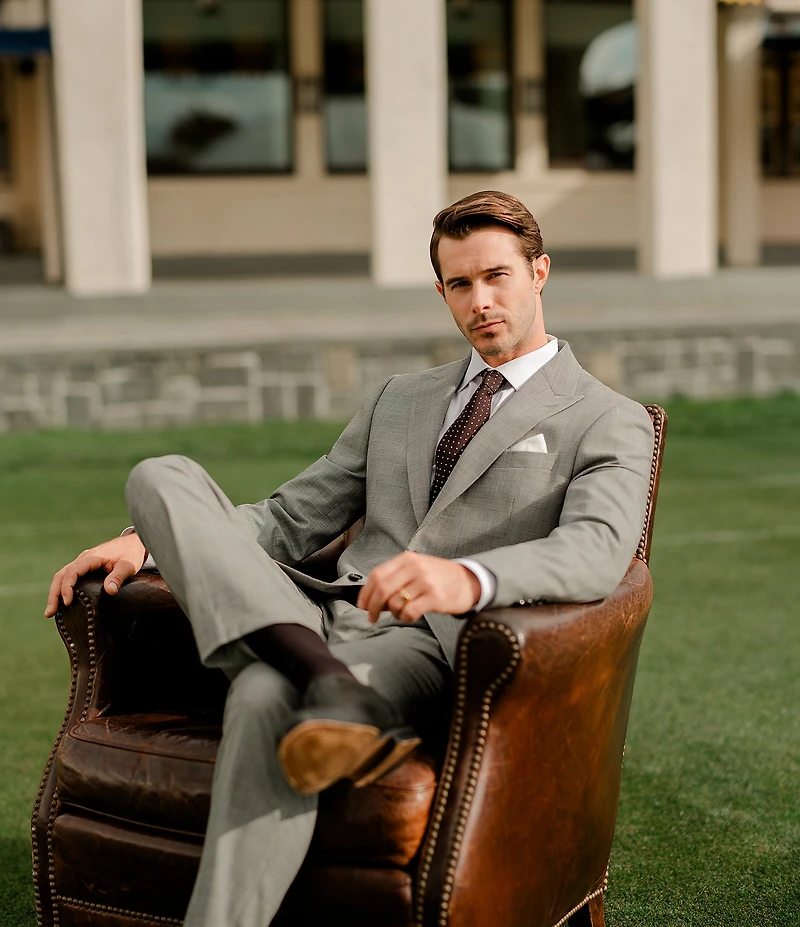 Hickey Freeman Modern Fit Flat Front Plaid 2 Piece Suit