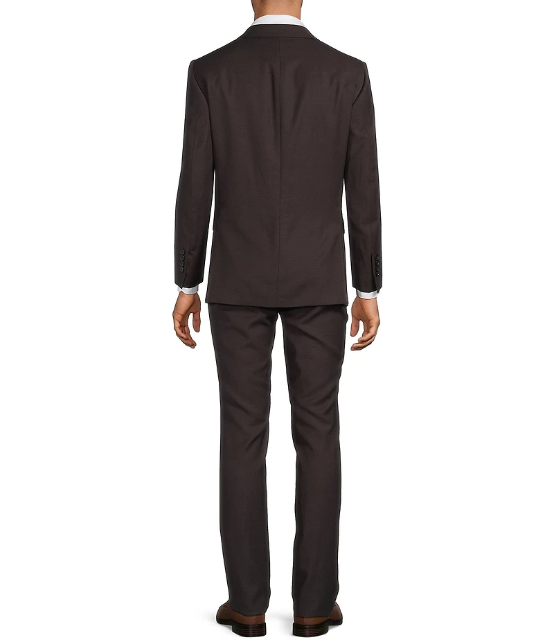 Hickey Freeman Modern Fit Flat Front Peak Lapel Solid 2-Piece Suit