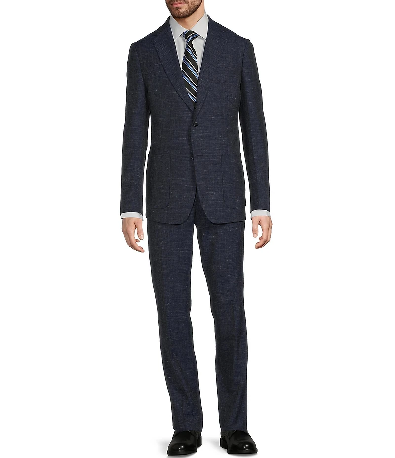 Hickey Freeman Modern Fit Flat Front Solid Linen Wool Blend 2-Piece Suit