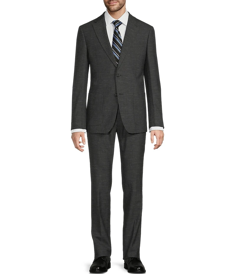 Hickey Freeman Modern Fit Flat Front Solid Linen Wool Blend 2-Piece Suit