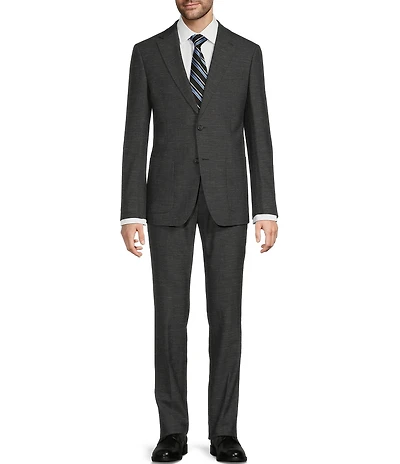 Hickey Freeman Modern Fit Flat Front Solid Linen Wool Blend 2-Piece Suit