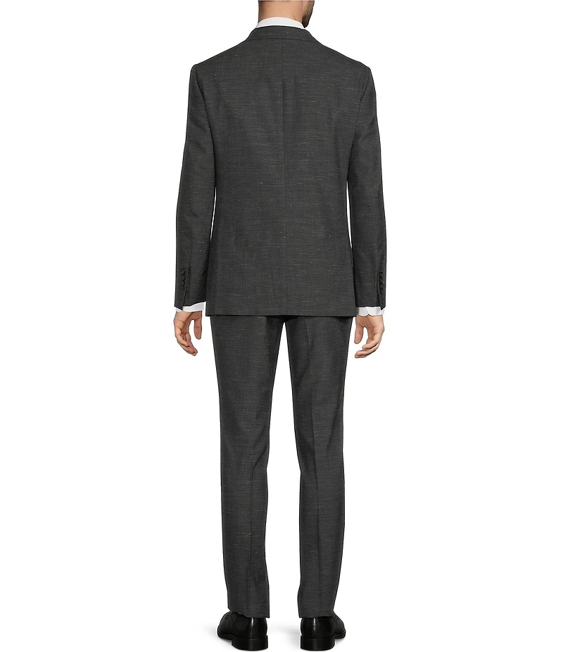 Hickey Freeman Modern Fit Flat Front Solid Linen Wool Blend 2-Piece Suit