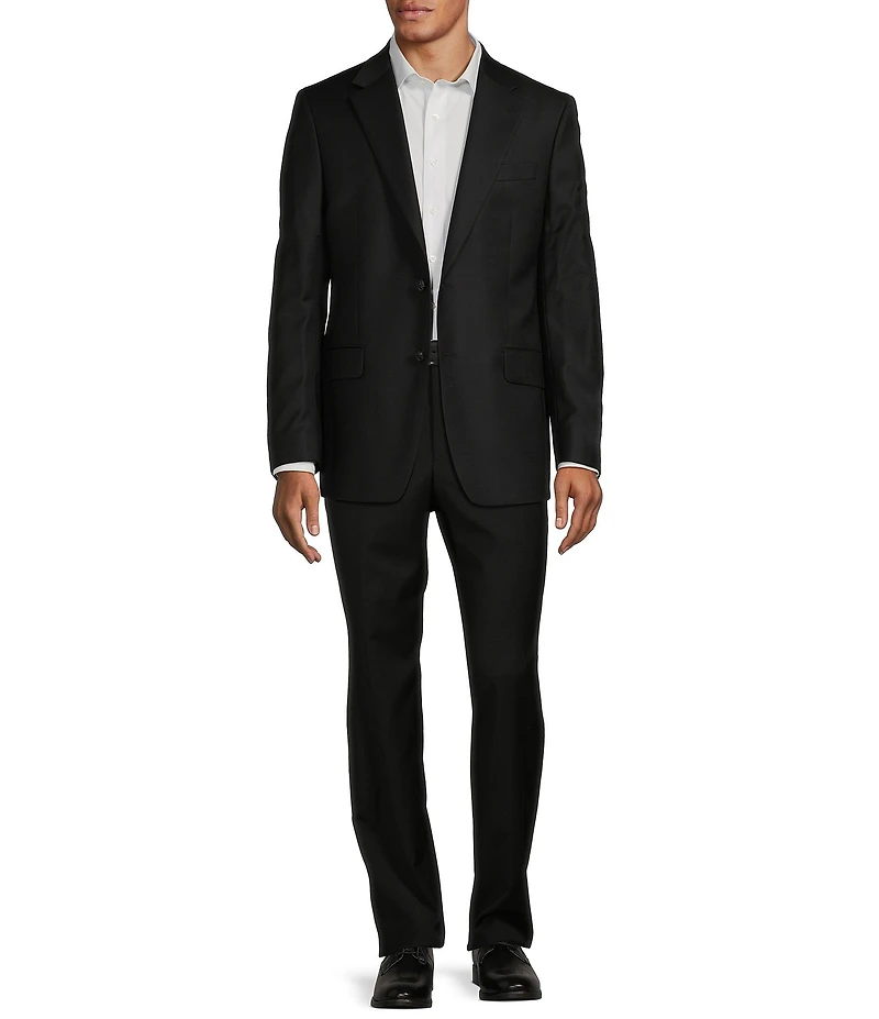 Hickey Freeman Modern Fit Flat-Front Solid Dress Pants