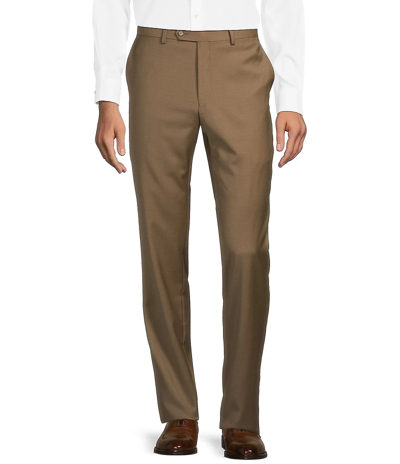 Hickey Freeman Modern Fit Flat-Front Solid Dress Pants