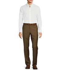 Hickey Freeman Modern Fit Flat-Front Solid Dress Pants