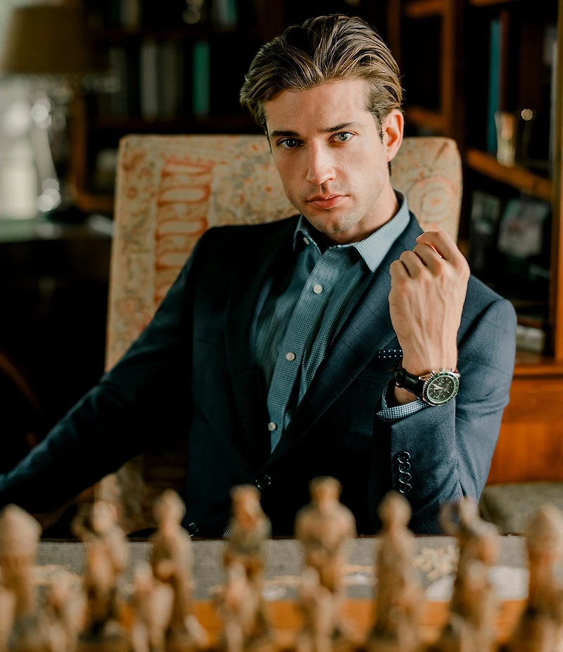Hickey Freeman Modern Fit Flat Front Window Pattern 2-Piece Suit