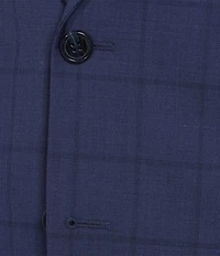 Hickey Freeman Modern Fit Flat Front Windowpane 2 Piece Suit