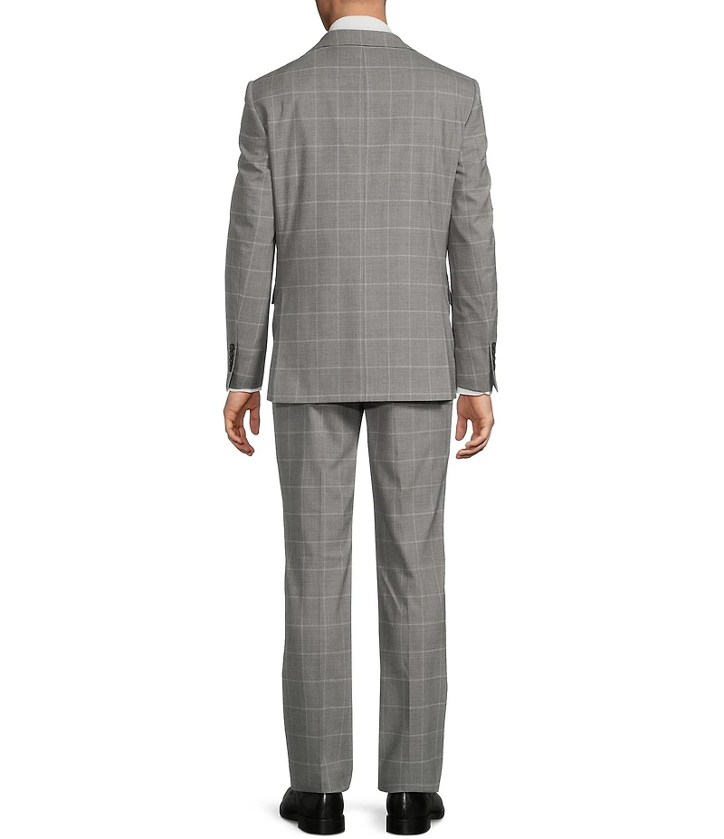 Hickey Freeman Modern Fit Flat Front Windowpane 2 Piece Suit