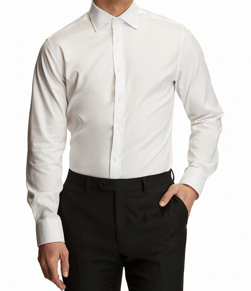 Hickey Freeman Modern Fit Spread Collar Solid Dress Shirt