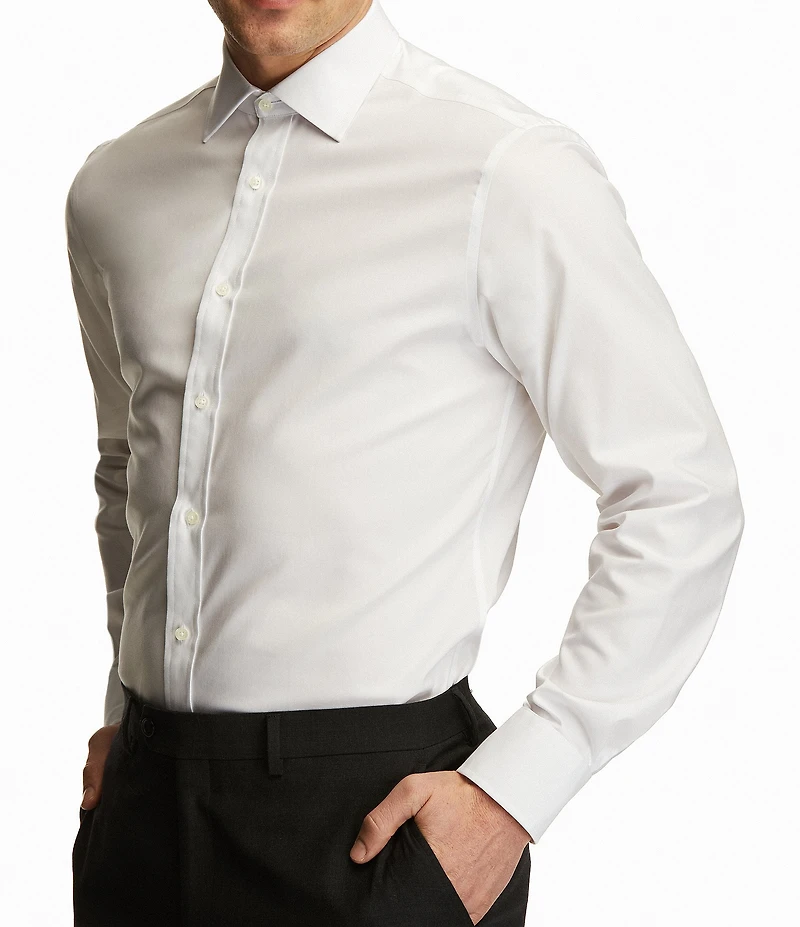 Hickey Freeman Modern Fit Spread Collar Solid Dress Shirt