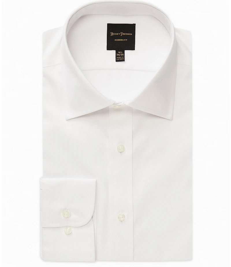Hickey Freeman Modern Fit Spread Collar Solid Dress Shirt