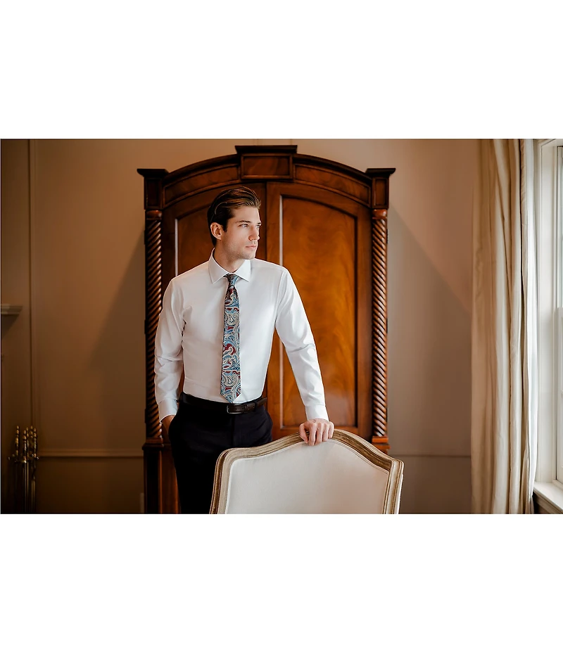 Hickey Freeman Modern Fit Spread Collar Solid Dress Shirt
