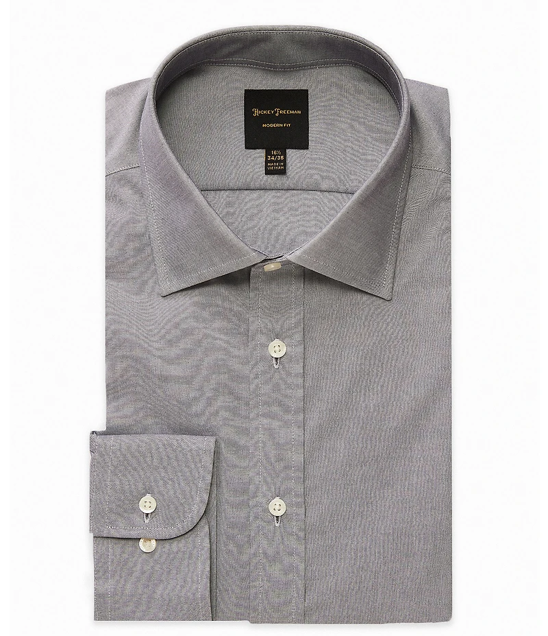 Hickey Freeman Modern Fit Spread Collar Solid Dress Shirt