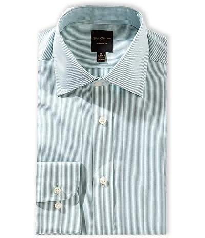 Hickey Freeman Modern Fit Spread Collar Striped Print Dress Shirt