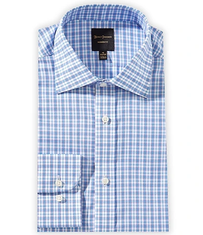 Hickey Freeman Modern Fit Spread Collar Tonal-Plaid Pattern Dress Shirt