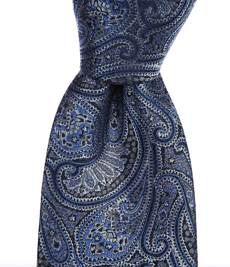 Hickey Freeman Paisley 3 1/4#double; Silk Tie