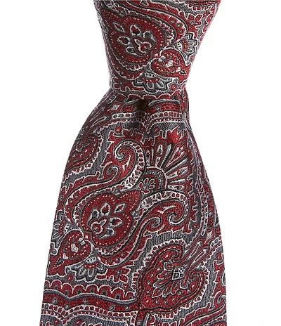 Hickey Freeman Paisley Print 3 1/4#double; Woven Silk Tie