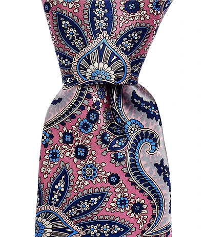 Hickey Freeman Paisley Print 3 1/4#double; Silk Tie